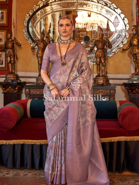 Cream Light Lavender Softy Fancy Saree With Fancy Lavender Border