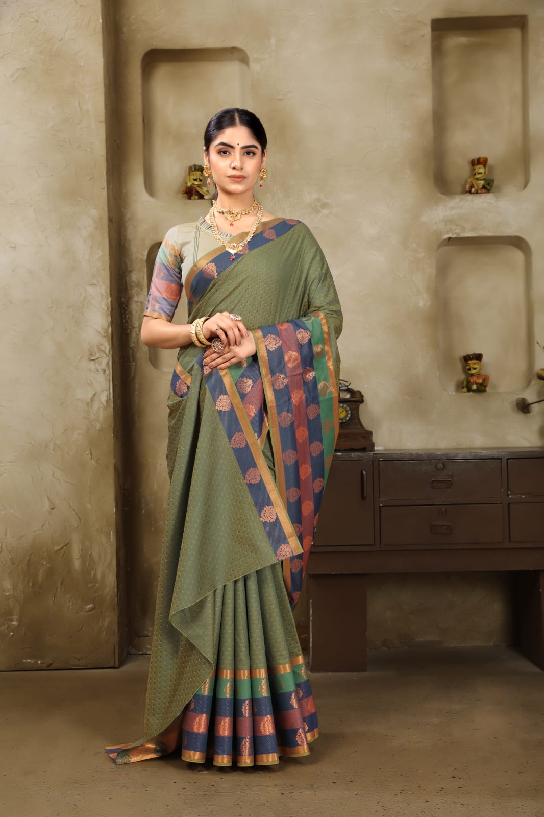 Green Poonthamizh Saree