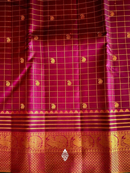 Brownish Rose Checks Silk Saree