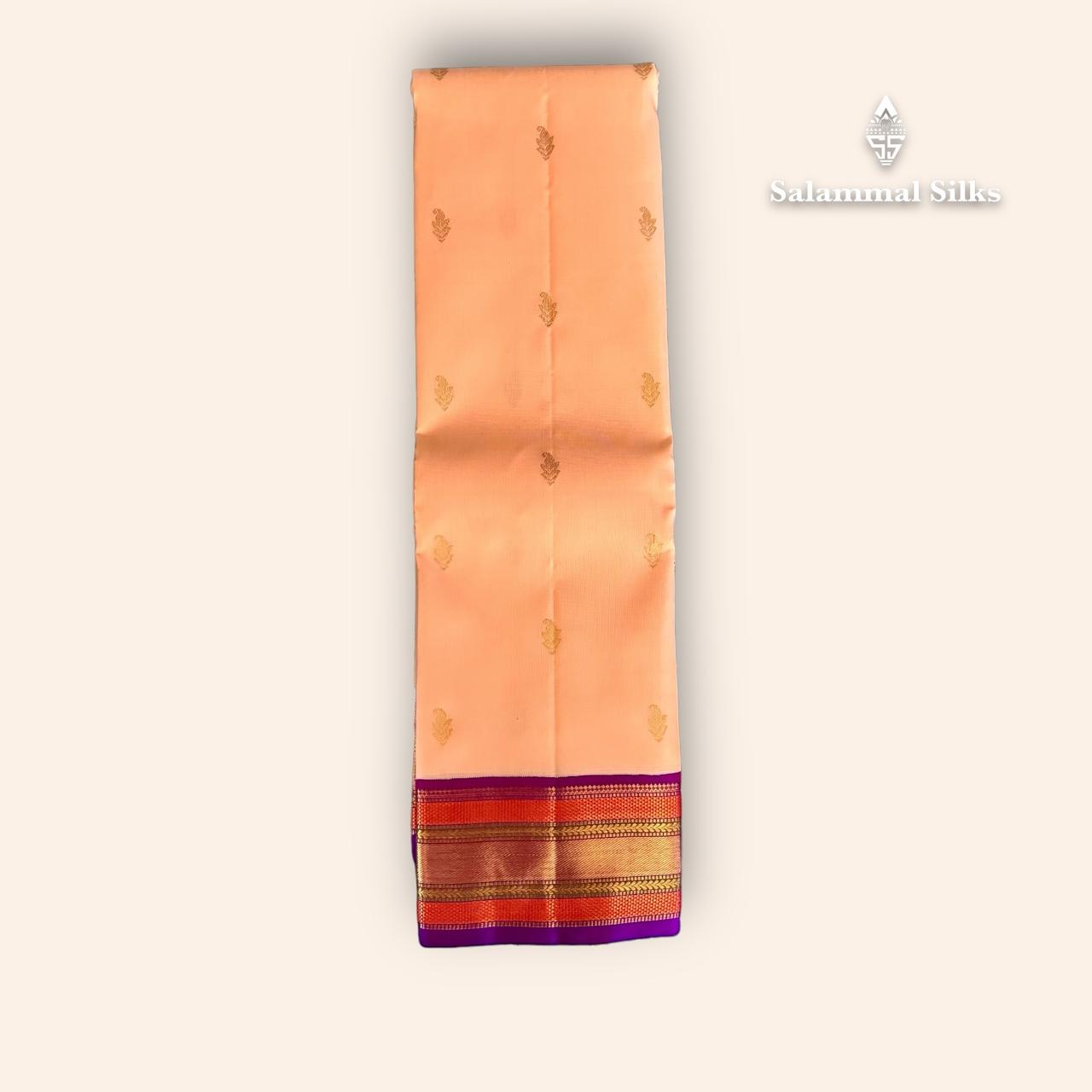 Light Peach Silk Saree with Multicolor Border