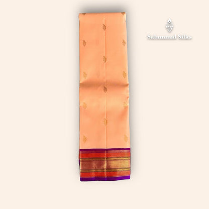 Light Peach Silk Saree with Multicolor Border