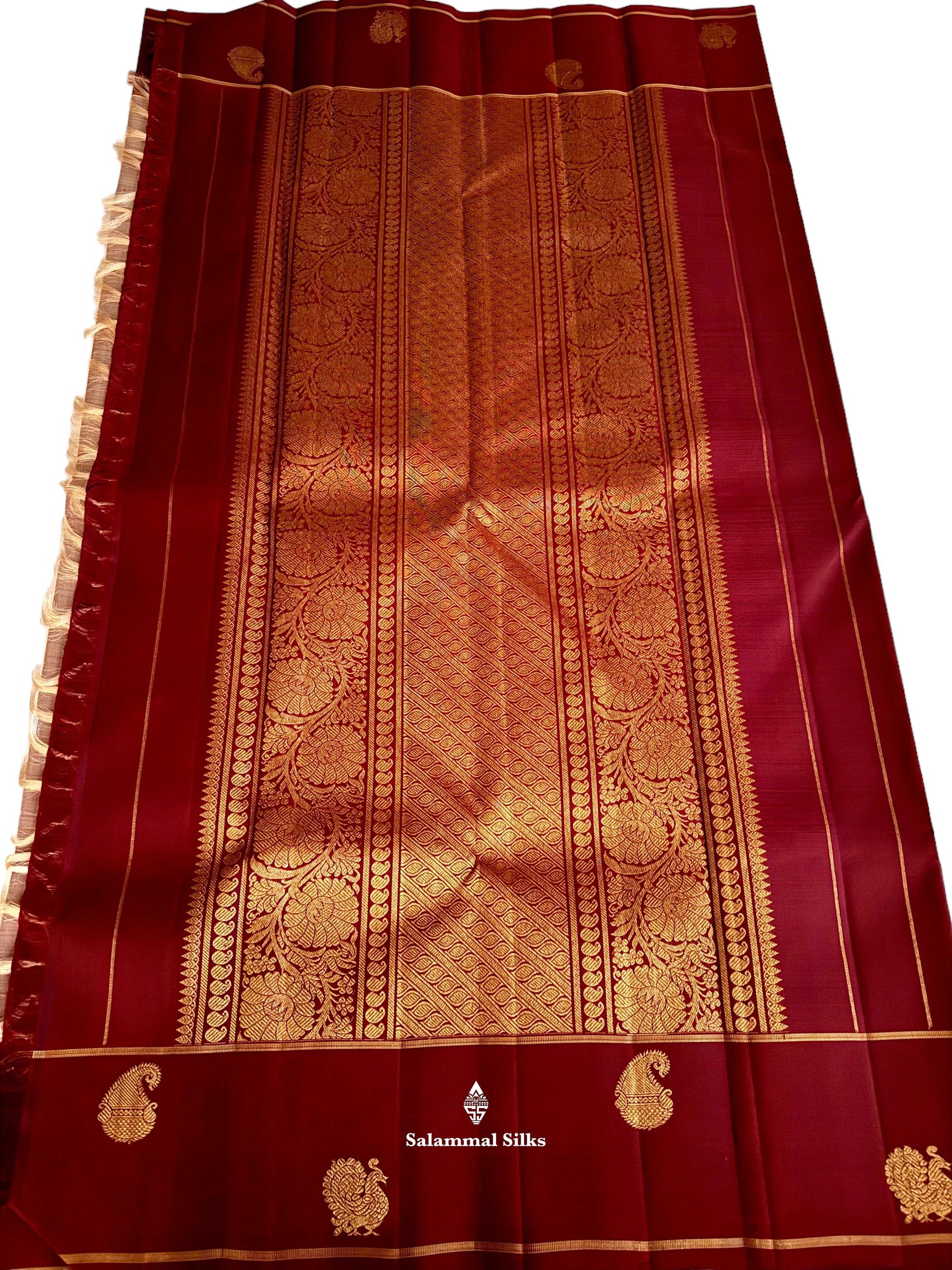 Pure Zari Onion Brown Silk Saree with Maroon Border