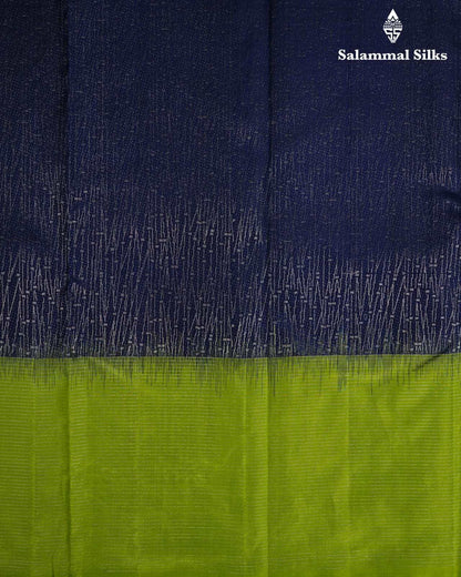 Dark Blue Silk Saree With Parrot Green Border