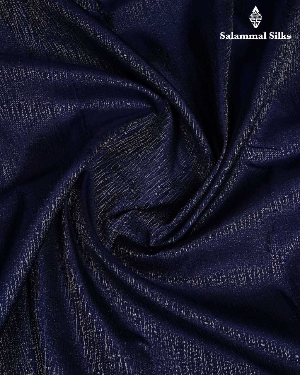 Dark Blue Silk Saree With Parrot Green Border