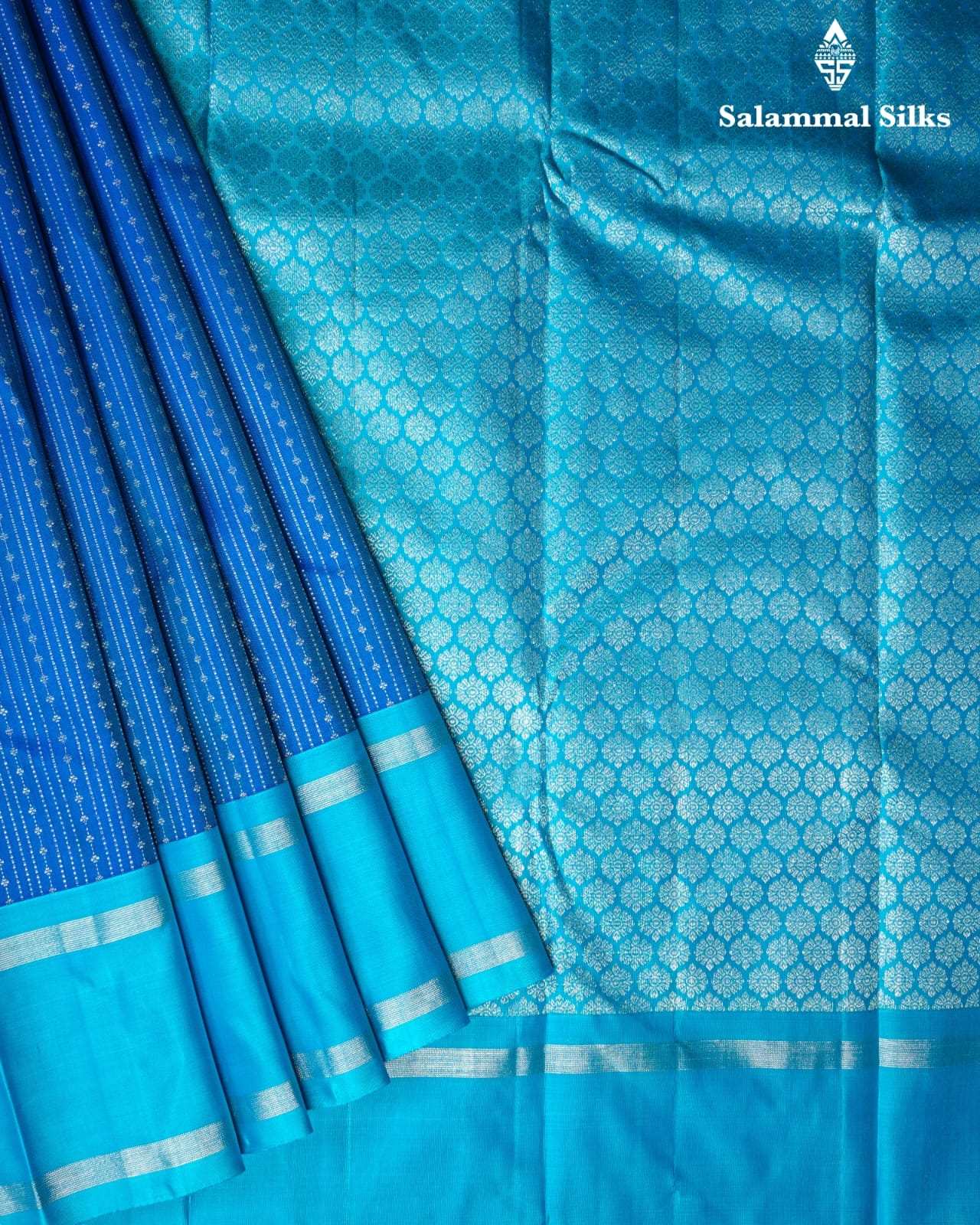 Blue Silk Saree With Sky Bule Border