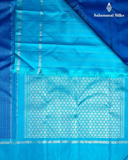 Blue Silk Saree With Sky Bule Border