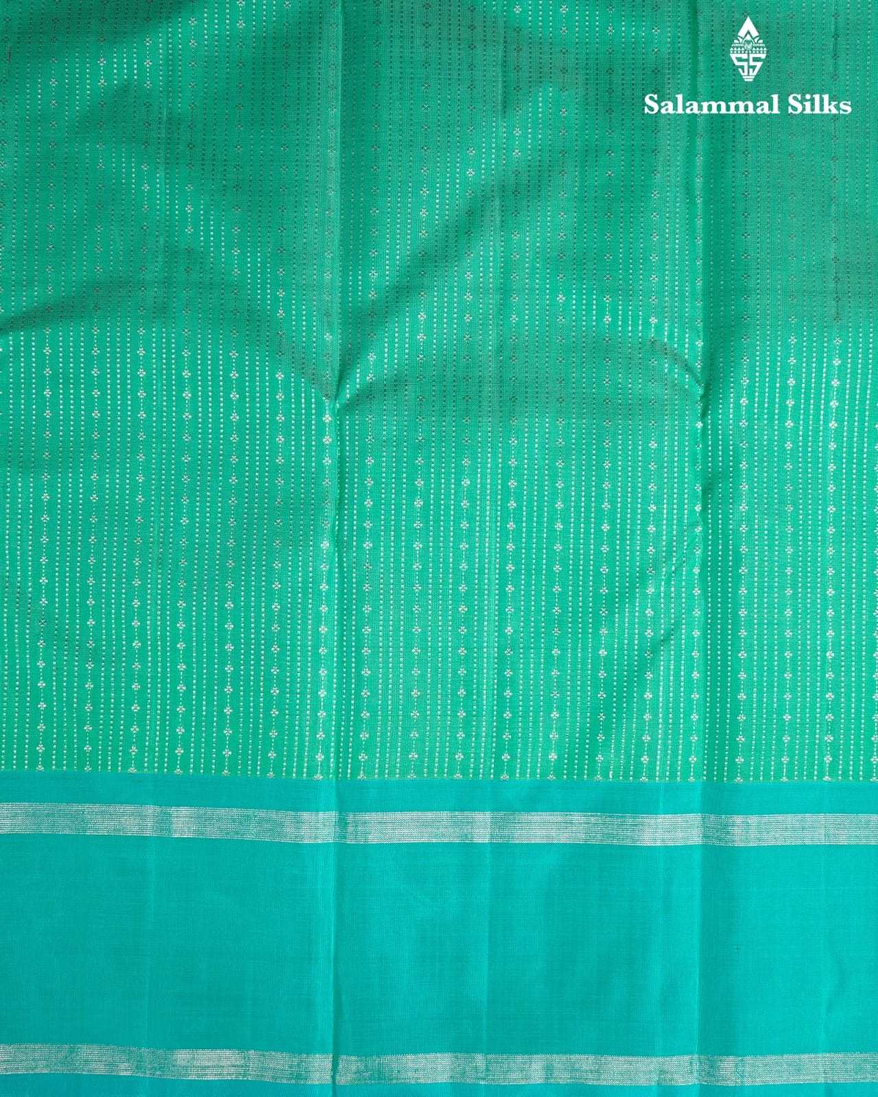 Green Silk Saree With Teal Border