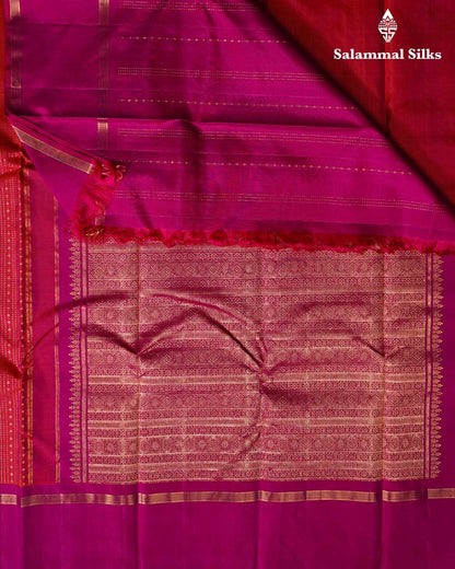 Pinkish Red Silk Saree With Magenta Border