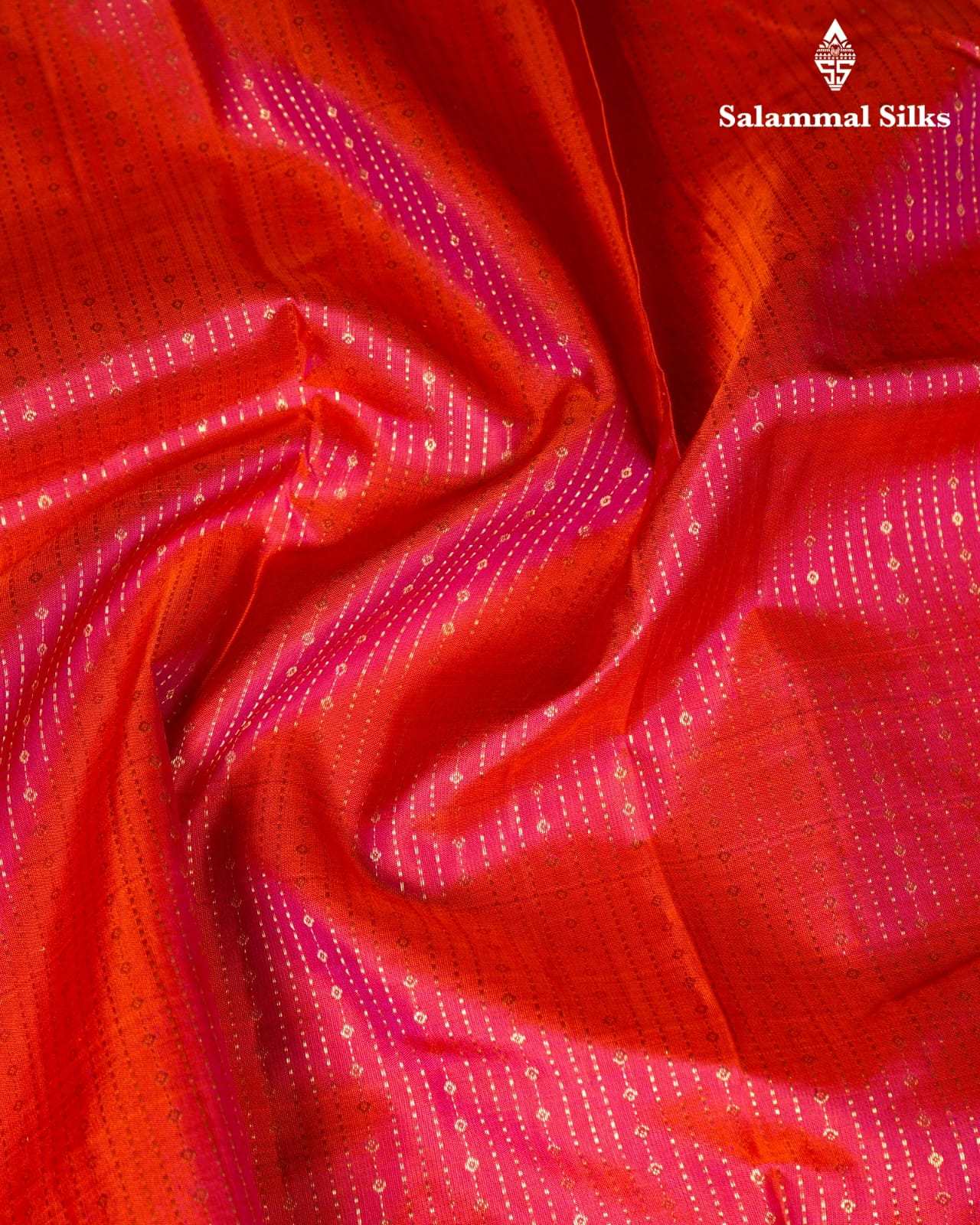 Pinkish Red Silk Saree With Magenta Border