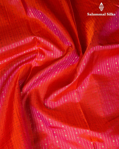 Pinkish Red Silk Saree With Magenta Border