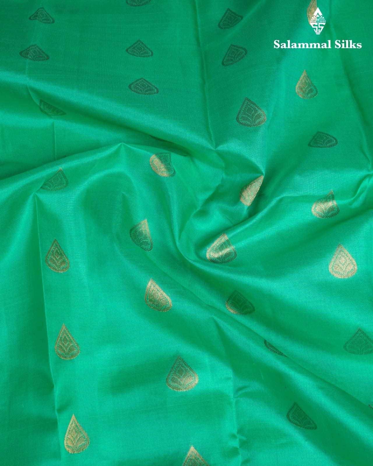 Light Green Pure Silk Saree With Red Border