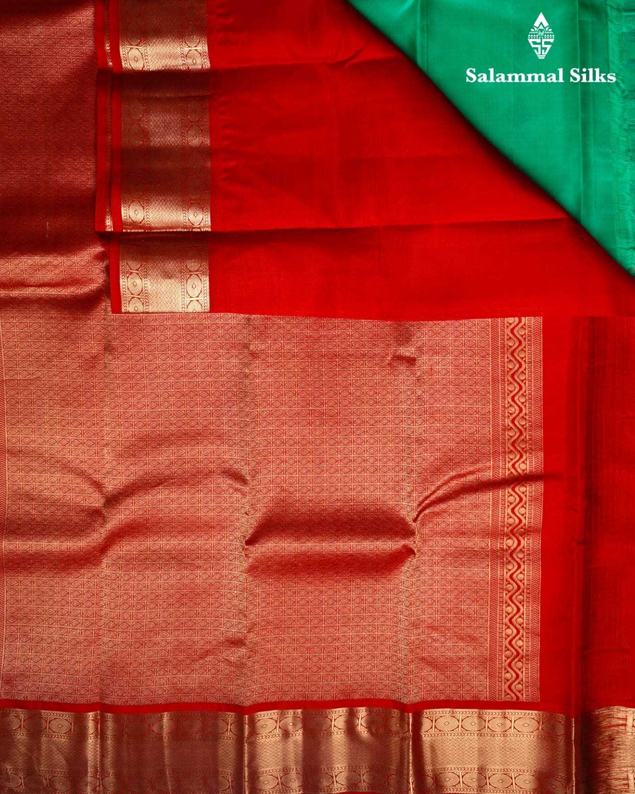 Light Green Pure Silk Saree With Red Border