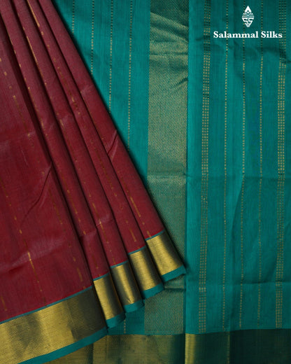 Zari Lines Pure Silk Cotton With Light Green Border