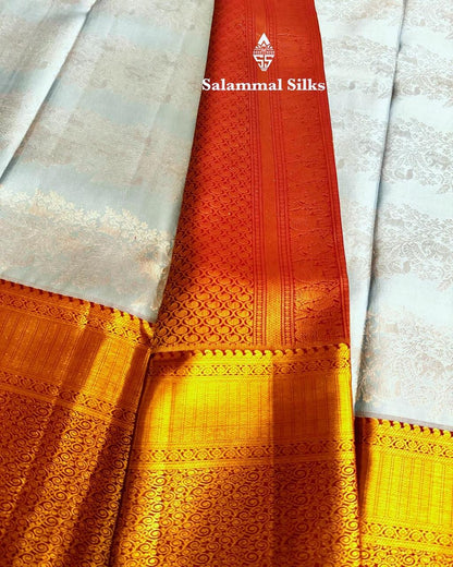 Sky Blue Silk Saree with Maroon Border