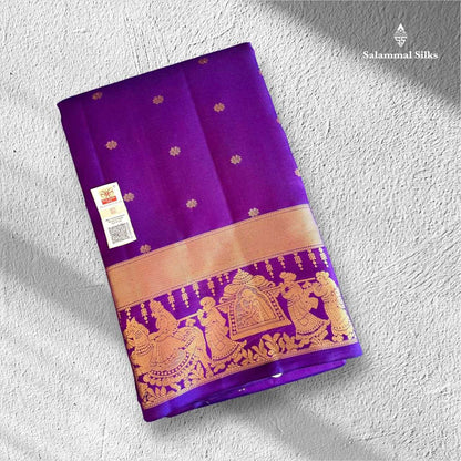 Dark Violet Silk Saree With Pallakku Border