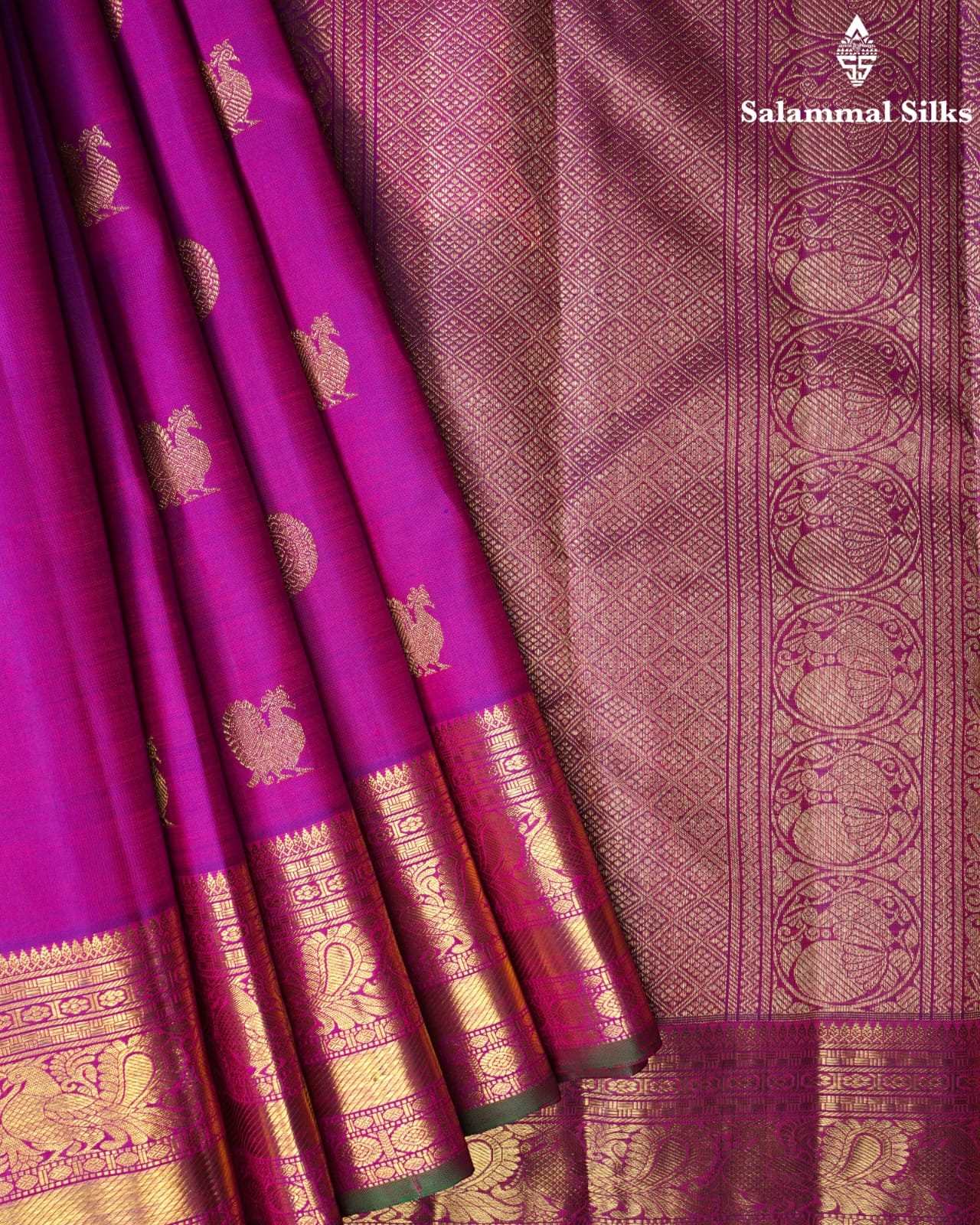 Pure Zari Magenta Rose Kanjivaram Pure Silk Saree