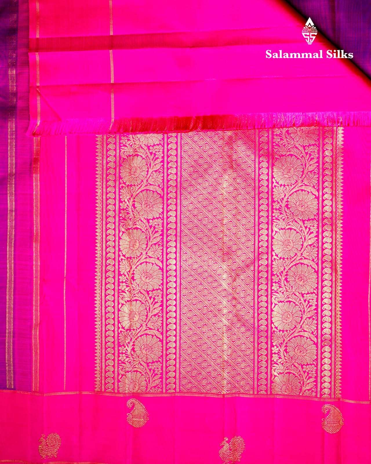 Pure Zari Vadamalli  Kanjivaram Pure Silk Saree With Pink Border