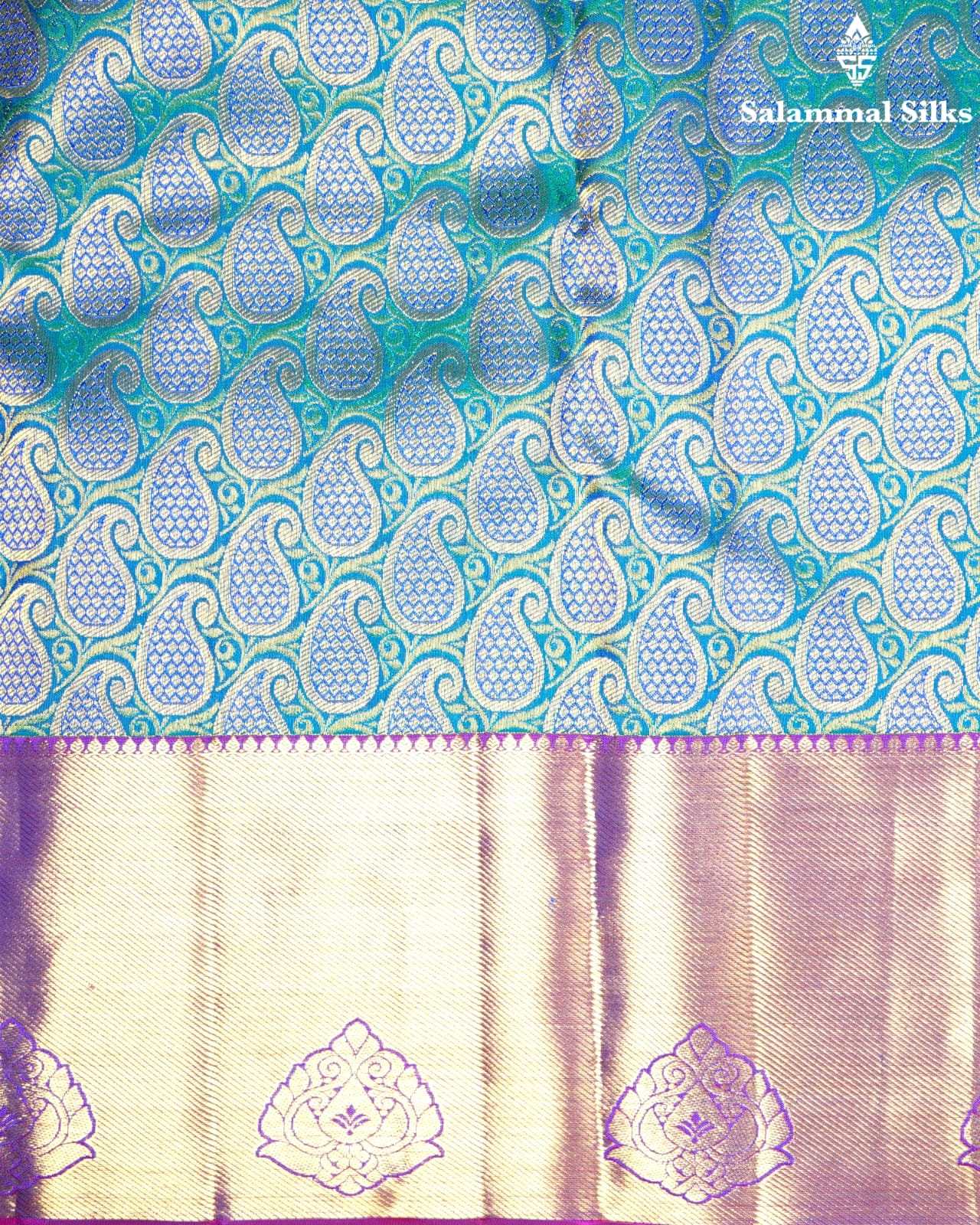 Peacock Green Silk Saree with Vadamalli Border