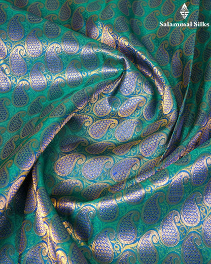 Peacock Green Silk Saree with Vadamalli Border