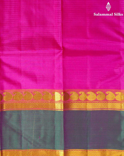 Pink Silk Saree With Bottle Green Border