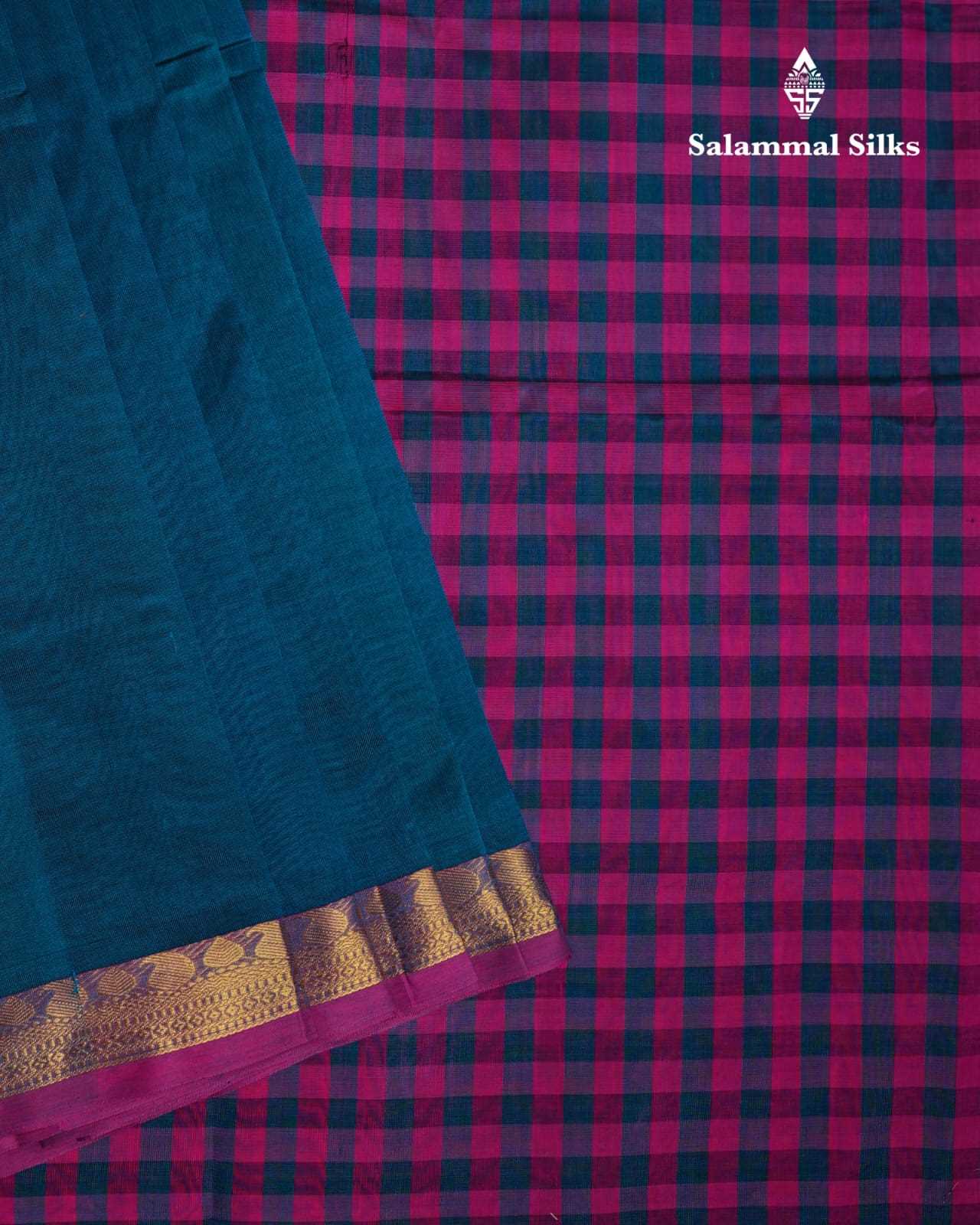 Peacock Green Plain Kanjivaram Pure Silk Cotton With Palum Pazam Blouse