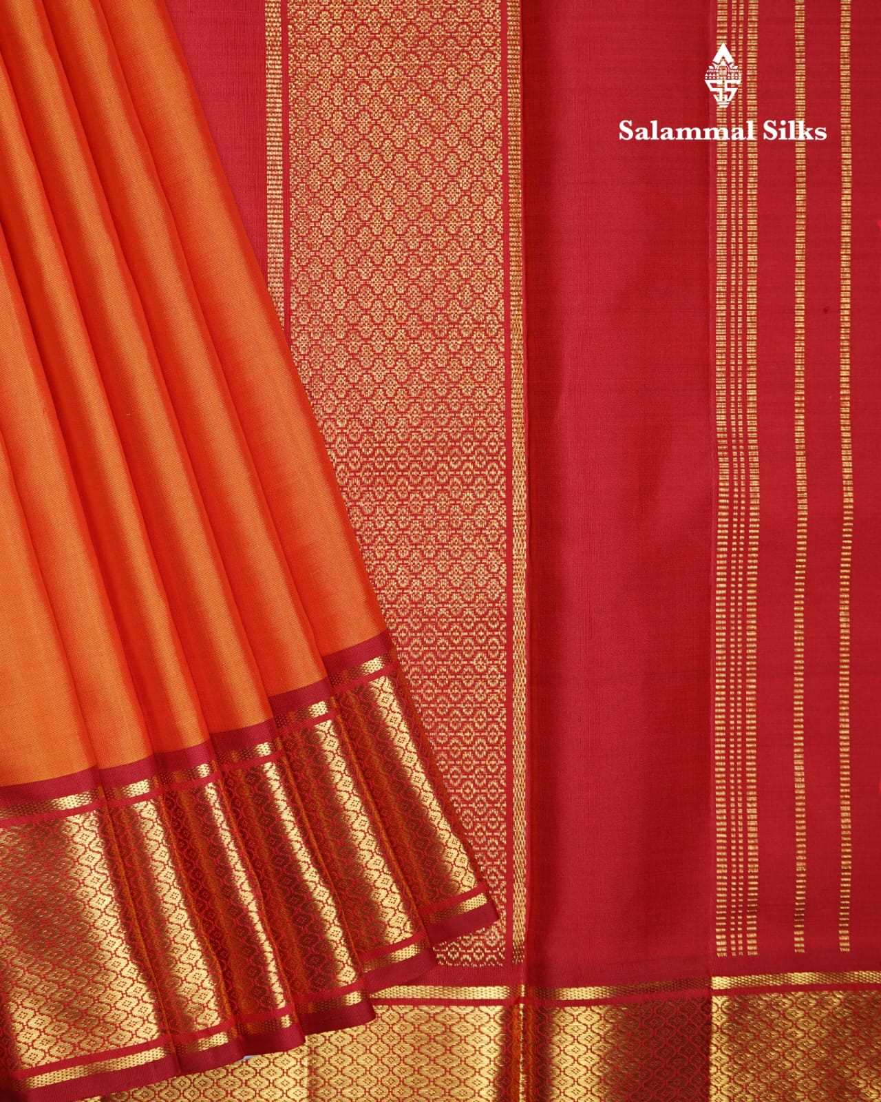 Mustard Yellow 9 Yards Silk Saree with Maroon (5 Inch) Border