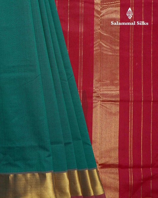 Moss Green Kanjivaram Pure Silk Cotton with Maroon Border