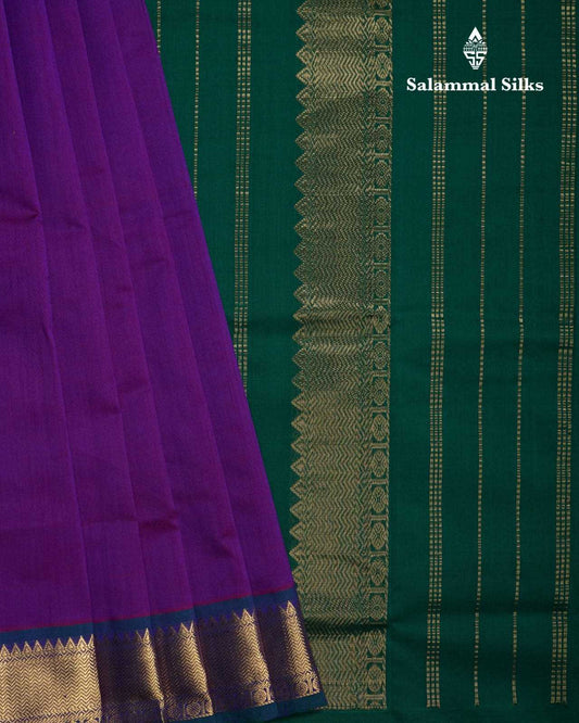 Magenta Kanjivaram Pure Silk Cotton with Bottle Green Border