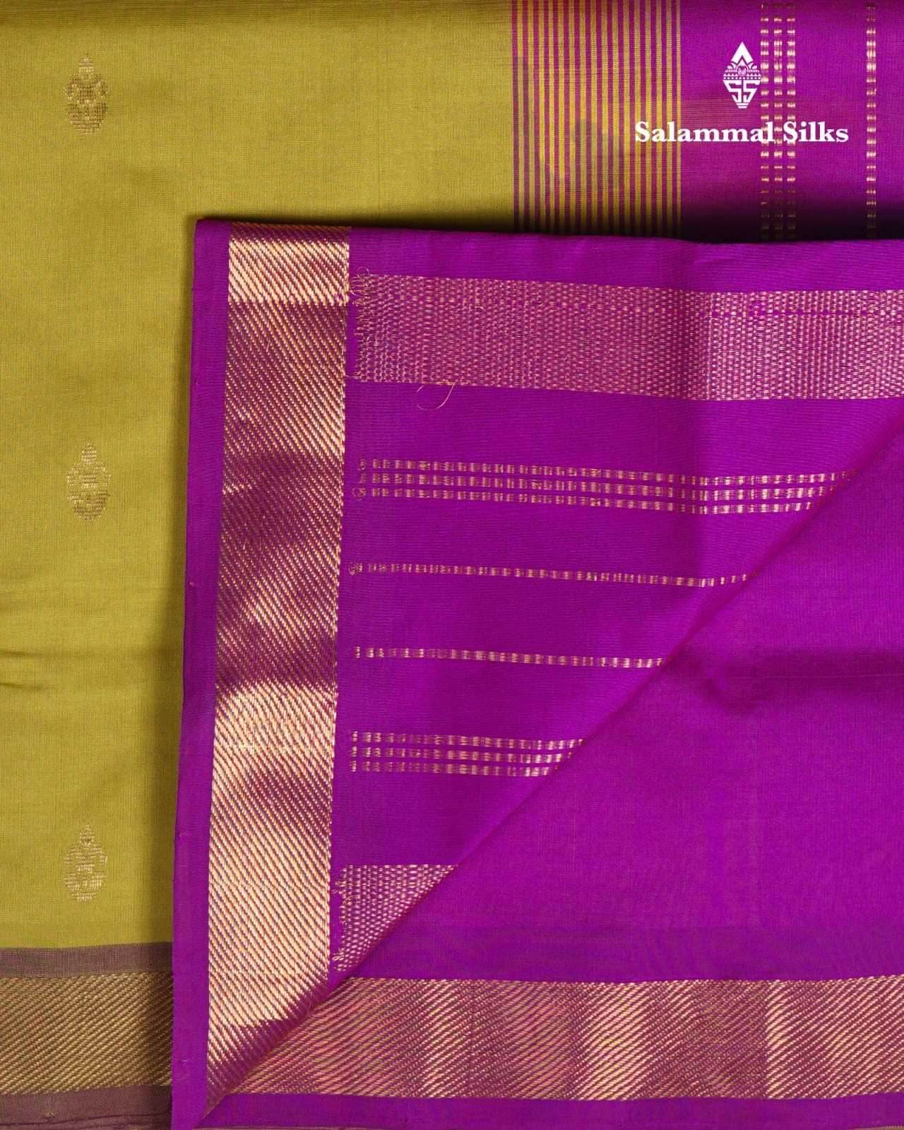 Lemon Yellow Kanjivaram Pure Silk Cotton with Maganta Border