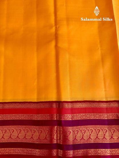 Yellow Silk Saree with Red Border