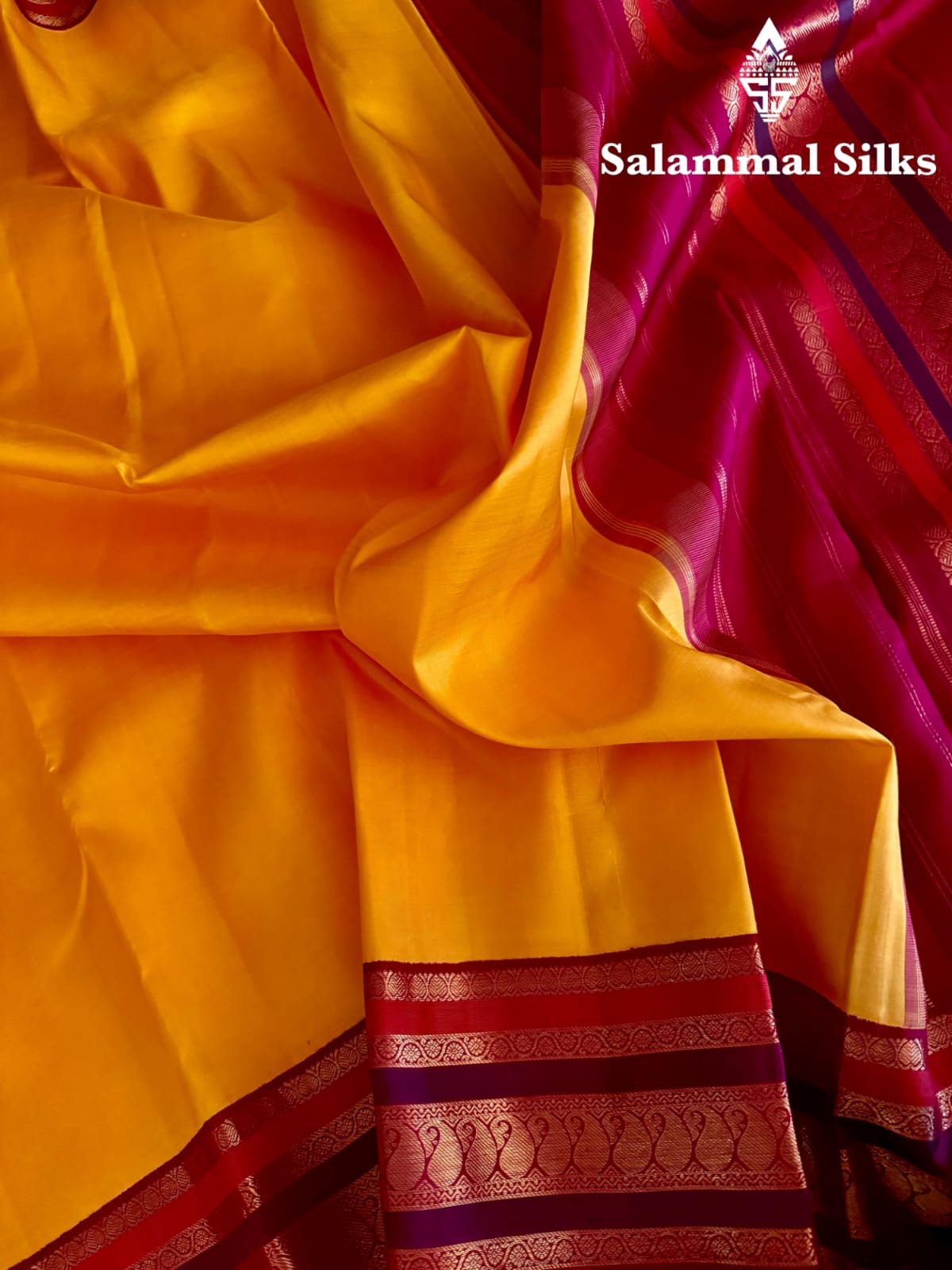 Yellow Silk Saree with Red Border