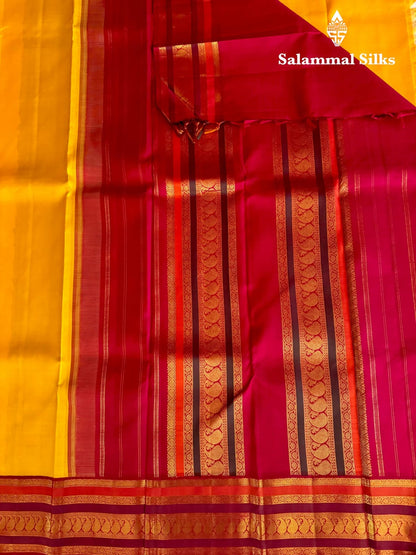 Yellow Silk Saree with Red Border