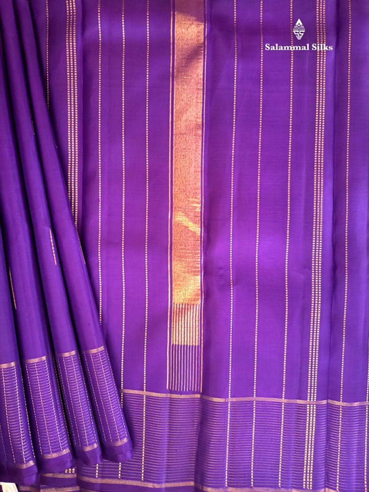 Pure Zari Dark Violet Kanjivaram Pure Silk Saree