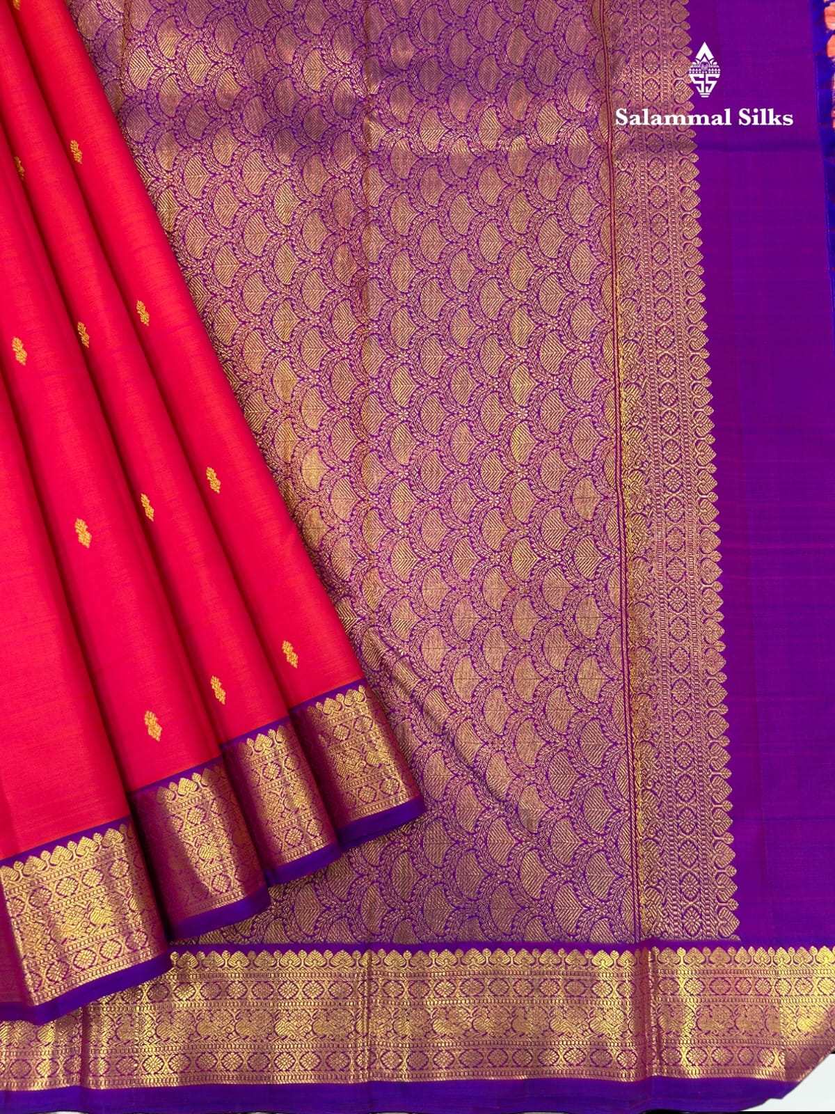 Pinkish Orange Saree with Magenta Border