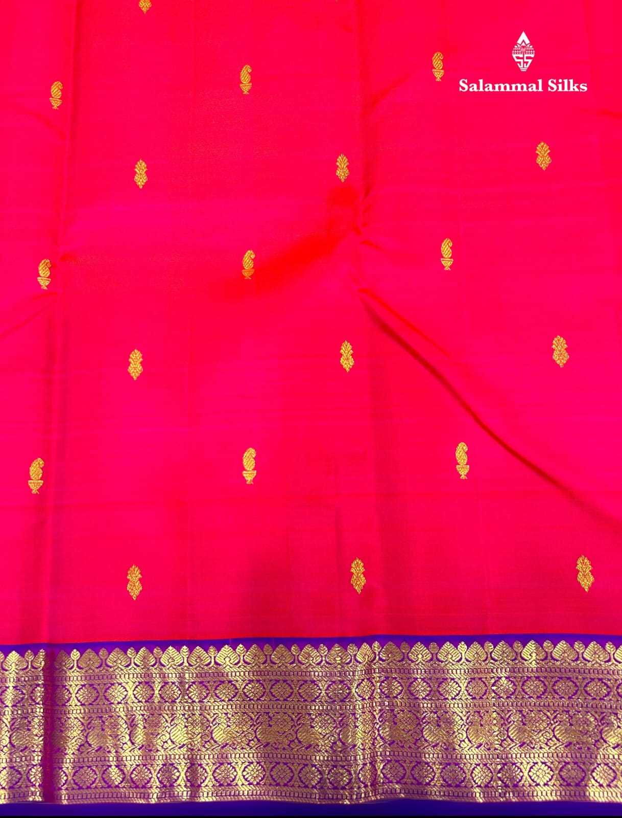 Pinkish Orange Saree with Magenta Border