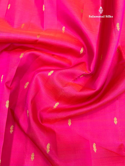 Pinkish Orange Saree with Magenta Border