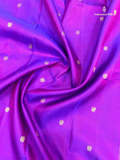 Kanjivaram Violet Silk Saree With Pink Border