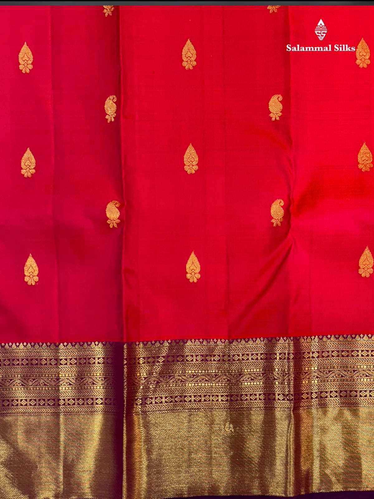 Kanjivaram Reddish Pink Silk Saree With Magenta Border