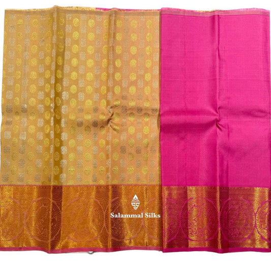 Pure Silk Pattu Pavadai (Sandal) With Pink Blouse 19"