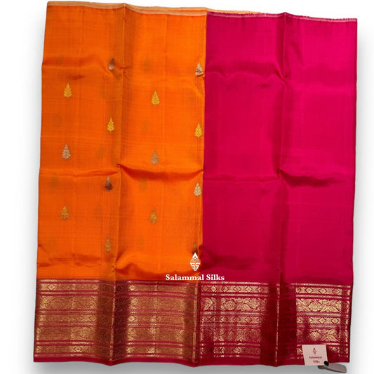 Pure Silk Pattu Pavadai (Fanta Orange) With Pink Blouse 27"