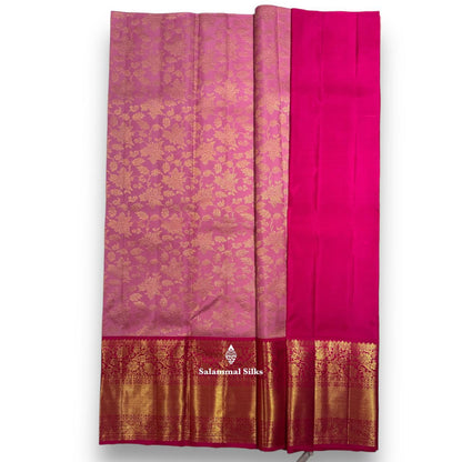 Pure Silk Pattu Pavadai (Onion Pink) With Pink Blouse 44"