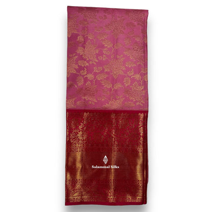 Pure Silk Pattu Pavadai (Onion Pink) With Pink Blouse 44"