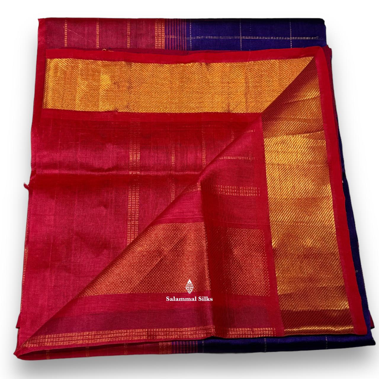 Violet Kanjivaram Pure Silk Cotton with Reddish Pink Border