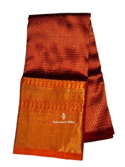 Pure Silk Pattu Pavadai (Maroon) With Mustard Yellow Blouse 27"