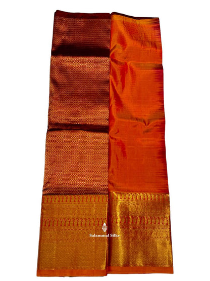 Pure Silk Pattu Pavadai (Maroon) With Mustard Yellow Blouse 27"