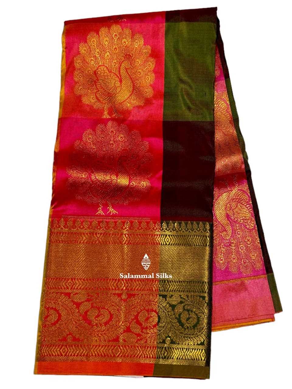 Pure Silk Pattu Pavadai (Palum Pazam Checks ) With Pink Shade Blouse 27"