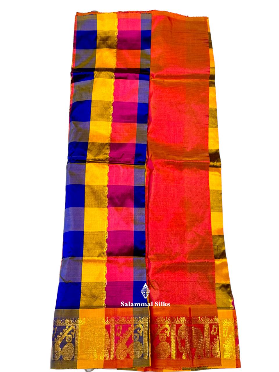 Pure Silk Pattu Pavadai (Palum Pazam Checks ) With Pink Shade Blouse 27"