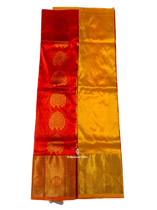 Pure Silk Pattu Pavadai (Fanta Orange ) With Yellow Blouse 36"