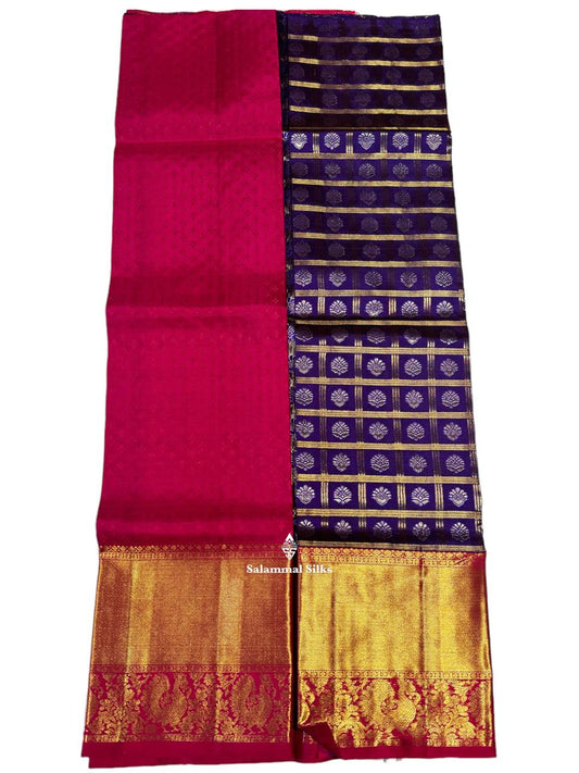 Pure Silk Pattu Pavadai (Violet ) With Pink Blouse 36"