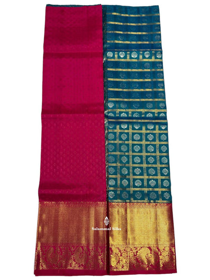 Pure Silk Pattu Pavadai (Ramar Blue ) With Pink Blouse 36"